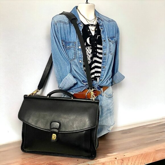 Coach Vintage Beekman Black Leather Briefcase - Style #5266 - Picture 3 of 17